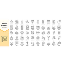 Simple Outline Set Of Rental Property Icons