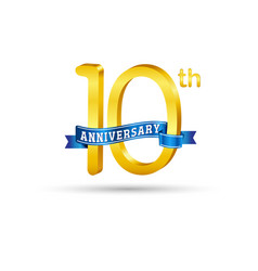 10th Golden Anniversary Logo With Blue Ribbon