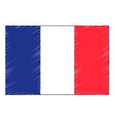 Hand Drawn Sketch Flag Of France Doodle Style Icon