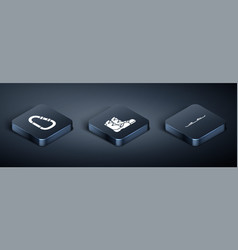 Set Isometric Carabiner Snowboard And Boots Icon