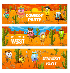 Wild West Party Banner With Cartoon Cowboy Vitamin