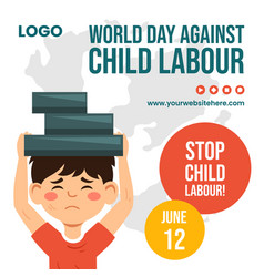 Against Child Labour Social Media Flat Cartoon