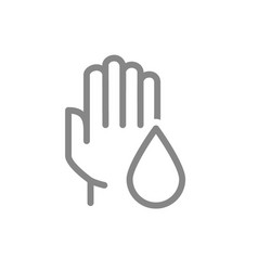 Hand With Drop Line Icon Hygiene Cleaning Supply