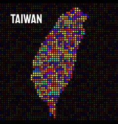 Abstract Map Of Taiwan Colorful Pixels