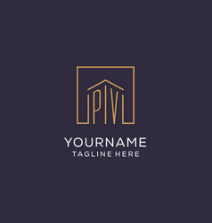 Initial Pv Logo With Square Lines Luxury