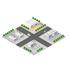 Isometric 3d City Module Industrial Urban Factory