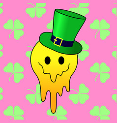 Melting Or Dripping Smiley With Green Hat