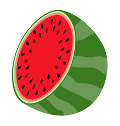 Cartoon Summer Food Half Of A Watermelon Icon