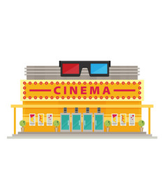 Cinema building flat style movie theater Vector Image