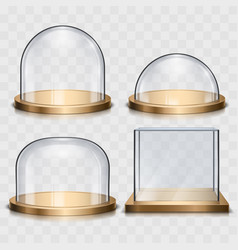 Glass Dome Set With Gold Tray