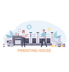 Printing House Polygraphy Cartoon Concept