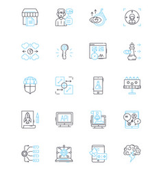 Virtual Communication Linear Icons Set