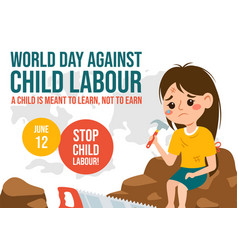 Against Child Labour Social Media Background Flat