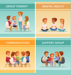 Cartoon Group Therapy Icon Set