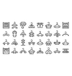 Clothes Hangers Icons Set Outline Hook