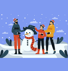 Flat Christmas Snow Scene Design