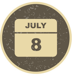 July 8th Date On A Single Day Calendar