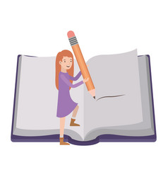 Woman With Text Book And Pencil Avatar Character