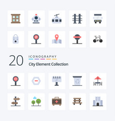 20 City Element Collection Flat Color Icon Pack