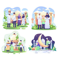 Set Ramadhan Concept Happy Muslim People