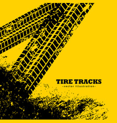 Tire Tracks Marks On Grunge Yellow Background