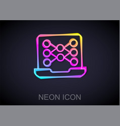 Glowing Neon Line Neural Network Icon Isolated