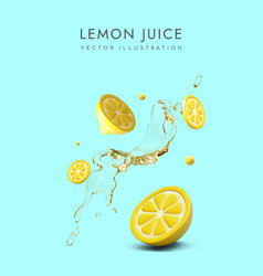 Vertical Advertising Of Lemon Juice On Blue