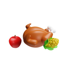 3d Thanksgiving Dinner Set With Turkey Apple