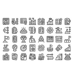 Business Goals Icons Set Outline Target