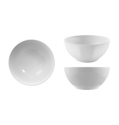 White Deep Soup Bowl Set Realistic Mockup