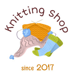 Handmade Knitting Shop Logo Colorful Wool Socks