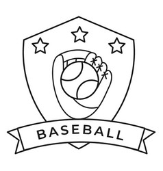 Baseball Glove Ball Star Branch Badge Stroke