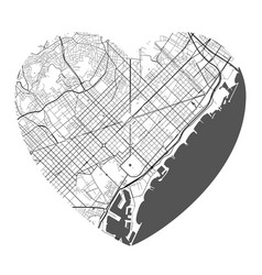 Heart Shaped Barcelona City Map Black And White