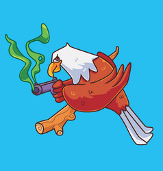 Cartoon Eagle Holding A Gun Weapon Isolated