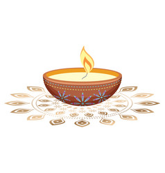 Diwali Light Candle On White Background