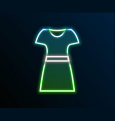 Glowing Neon Line Woman Dress Icon Isolated