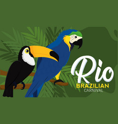 Tropical Toucan And Parrot Rio De Janeiro Carnival