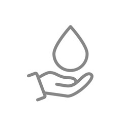 Water Drop On Hand Line Icon Cleaning Supply