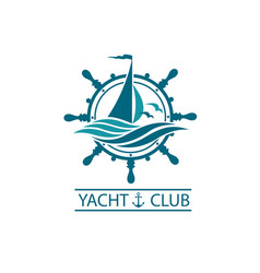 Yacht Helm And Waves Icon