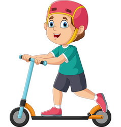 Cartoon Boy Riding A Scooter