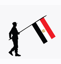 Egypt Patriot Soldier With Flag Silhuette