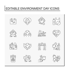 Environment Day Line Icons Set