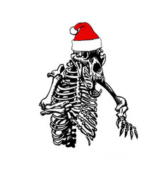 Graphical Skeleton Of Bear In Santa Claus Hat