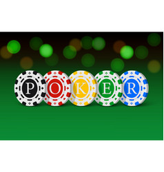 Green Casino Table With Poker Word Made Of Casino