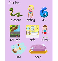 Different words begin with letter S Royalty Free Vector