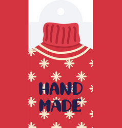 Red Christmas Sweater Label Hand Made Text