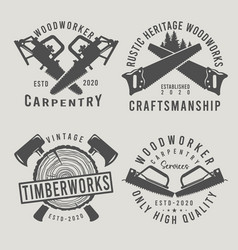 Set Of Vintage Timberwork Carpentry Service Badge