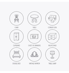 Corner Sofa Table And Cupboard Icons