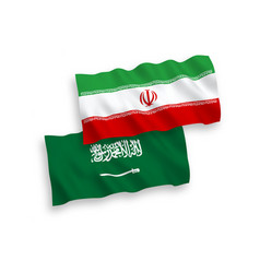 Flags Saudi Arabia And Iran On A White