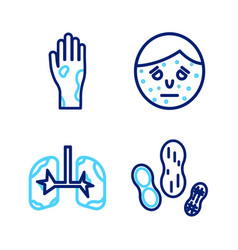 Set Line Peanut Lungs Face With Psoriasis